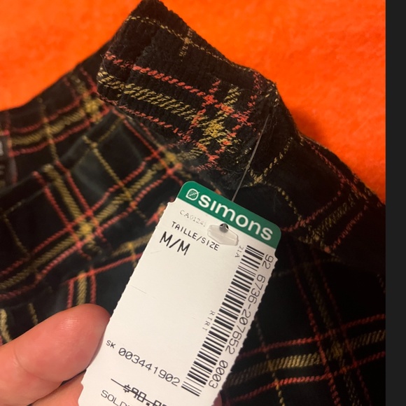 Velvet checkers plaid black, yellow and pink organic cotton blend leggings NWT - Picture 5 of 9